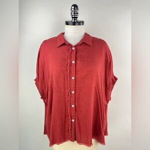 💚 3039. Dolman Cuff Sleeve Button Front Top